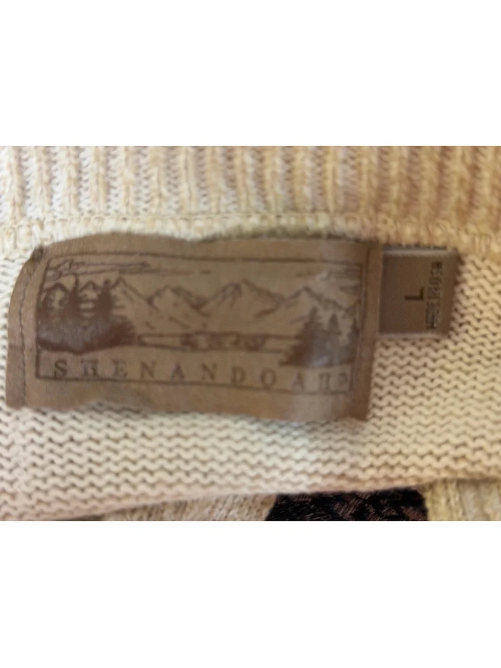 Vtg Shenandoah Eagle Henley Sweater Men Beige Oversized Embroidery Mountains L